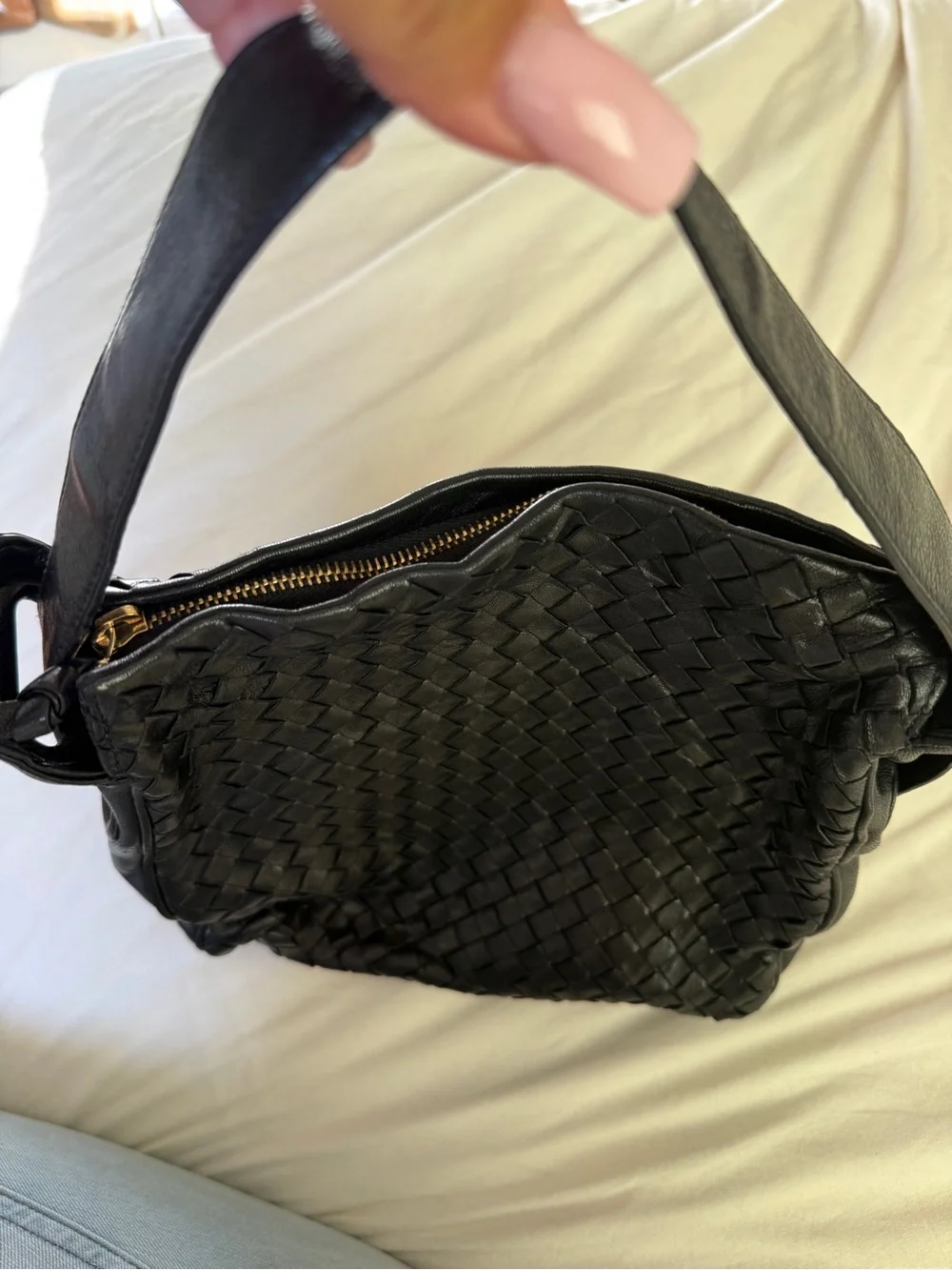 Bottega Veneta Black Woven Leather Hobo Bag